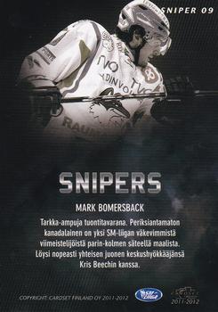 2011-12 Cardset Finland - Snipers #SN9 Mark Bomersback Back