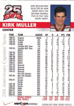 2006-07 25th Anniversary Captains' Series New Jersey Devils #NNO Kirk Muller Back