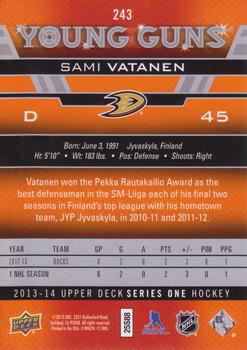 2013-14 Upper Deck #243 Sami Vatanen Back