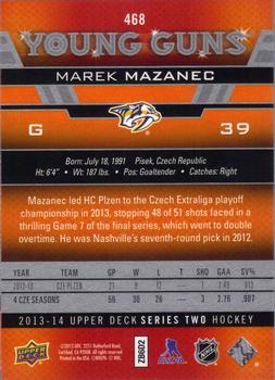 2013-14 Upper Deck #468 Marek Mazanec Back