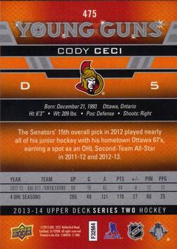 2013-14 Upper Deck #475 Cody Ceci Back