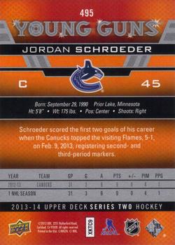 2013-14 Upper Deck #495 Jordan Schroeder Back