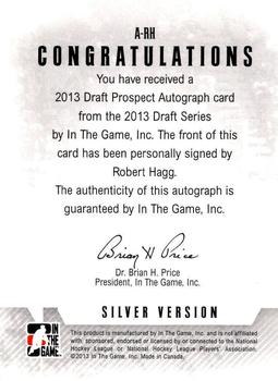 2012-13 In The Game Draft Prospects - Autographs Silver #A-RH Robert Hagg Back