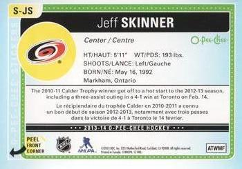 2013-14 O-Pee-Chee - Stickers #S-JS Jeff Skinner Back