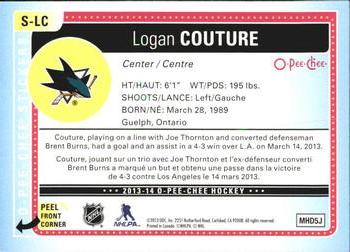 2013-14 O-Pee-Chee - Stickers #S-LC Logan Couture Back