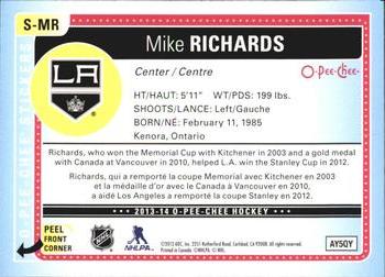 2013-14 O-Pee-Chee - Stickers #S-MR Mike Richards Back