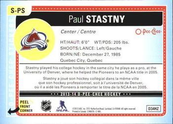 2013-14 O-Pee-Chee - Stickers #S-PS Paul Stastny Back