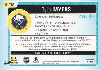 2013-14 O-Pee-Chee - Stickers #S-TM Tyler Myers Back