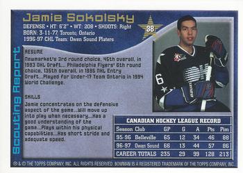 1997 Bowman CHL #38 Jamie Sokolsky Back