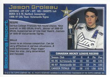 1997 Bowman CHL #63 Jason Groleau Back