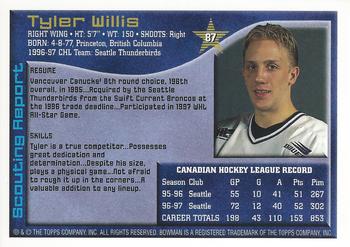1997 Bowman CHL #87 Tyler Willis Back