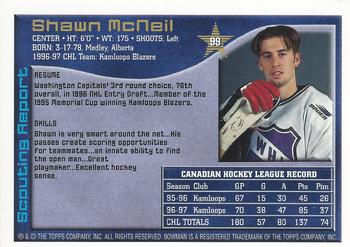 1997 Bowman CHL #99 Shawn McNeil Back