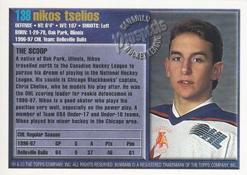 1997 Bowman CHL #138 Nikos Tselios Back