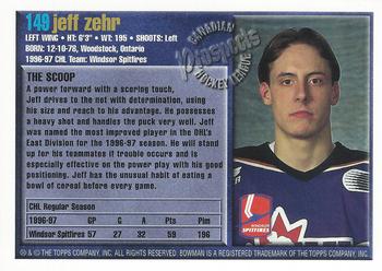 1997 Bowman CHL #149 Jeff Zehr Back