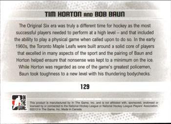2013-14 In The Game Enforcers #129 Tim Horton / Bob Baun Back