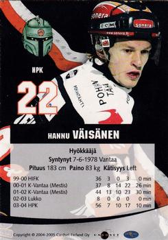 2004-05 Cardset Finland - Autographs #28 Hannu Väisänen Back