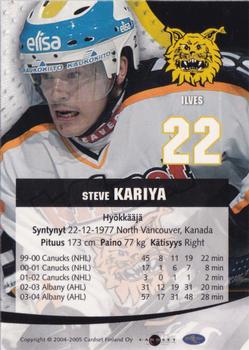 2004-05 Cardset Finland - Autographs #42 Steve Kariya Back