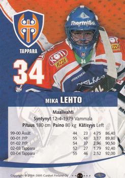 2004-05 Cardset Finland - Autographs #112 Mika Lehto Back