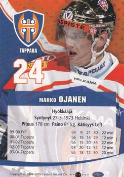 2004-05 Cardset Finland - Autographs #119 Marko Ojanen Back
