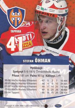 2004-05 Cardset Finland - Autographs #121 Stefan Öhman Back