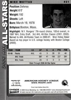 2005-06 Choice 2006 AHL All-Stars #21 Mike Mottau Back