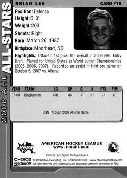 2007-08 Choice 2008 AHL All-Stars #16 Brian Lee Back