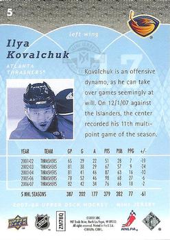 2007-08 Upper Deck Mini Jersey #5 Ilya Kovalchuk Back