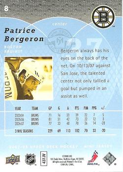 2007-08 Upper Deck Mini Jersey #8 Patrice Bergeron Back