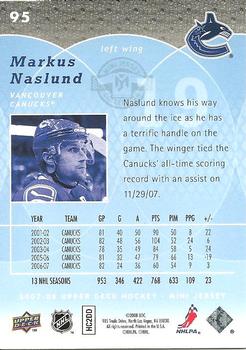 2007-08 Upper Deck Mini Jersey #95 Markus Naslund Back