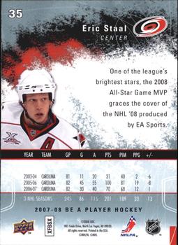 2007-08 Upper Deck Be a Player #35 Eric Staal Back