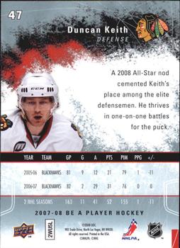 2007-08 Upper Deck Be a Player #47 Duncan Keith Back