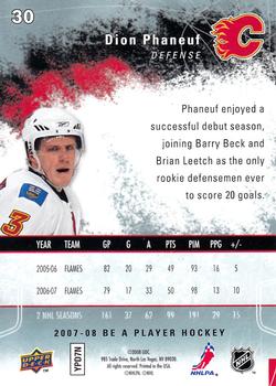 2007-08 Upper Deck Be a Player #30 Dion Phaneuf Back