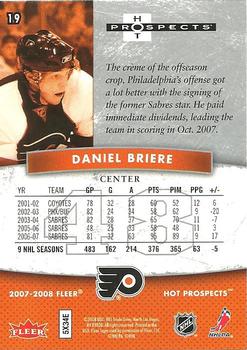 2007-08 Fleer Hot Prospects #19 Daniel Briere Back