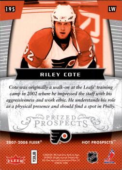 2007-08 Fleer Hot Prospects #195 Riley Cote Back