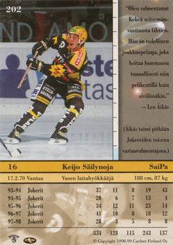 1998-99 Cardset Finland #202 Keijo Säilynoja Back