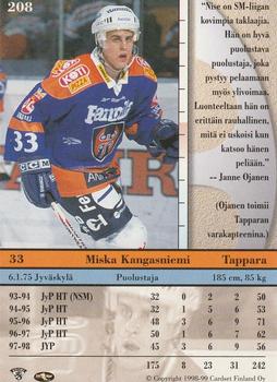 1998-99 Cardset Finland #208 Miska Kangasniemi Back