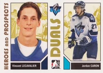 2007-08 In The Game Heroes and Prospects #100 Vincent Lecavalier / Jordan Caron Front