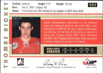 2007-08 In The Game Heroes and Prospects #101 Thomas Hickey Back