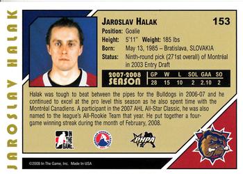 2007-08 In The Game Heroes and Prospects #153 Jaroslav Halak Back