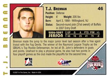 2007-08 In The Game Heroes and Prospects #46 T.J. Brennan Back