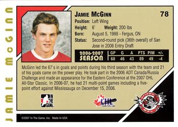 2007-08 In The Game Heroes and Prospects #78 Jamie McGinn Back