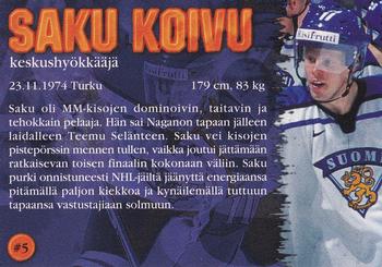 1999-00 Cardset Finland - Blazing Patriots #5 Saku Koivu Back