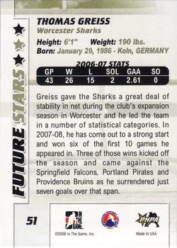 2007-08 In The Game Between the Pipes #51 Thomas Greiss Back