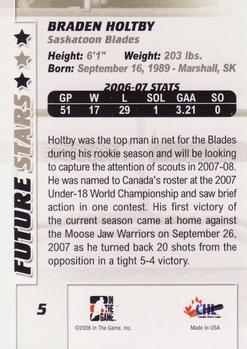 2007-08 In The Game Between the Pipes #5 Braden Holtby Back