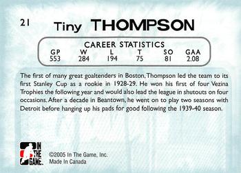 2005-06 In The Game Between the Pipes #21 Tiny Thompson Back