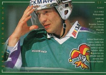 1996-97 Leaf Sisu SM-Liiga (Finnish) #51 Jari Lindroos Back