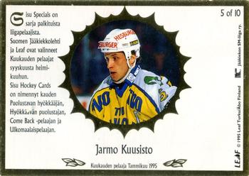 1995-96 Leaf Sisu SM-Liiga (Finnish) - Sisu Specials White #5 Jarmo Kuusisto Back