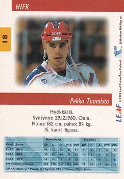 1994-95 Leaf Sisu SM-Liiga (Finnish) #18 Pekka Tuomisto Back