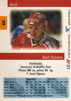 1994-95 Leaf Sisu SM-Liiga (Finnish) #48 Rauli Raitanen Back