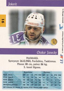 1994-95 Leaf Sisu SM-Liiga (Finnish) #91 Otakar Janecky Back